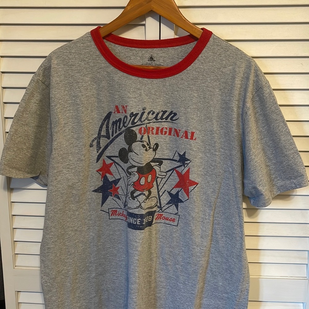 Disney Shirt Red, White & Blue Mickey Mouse Casual Tee Size Large
